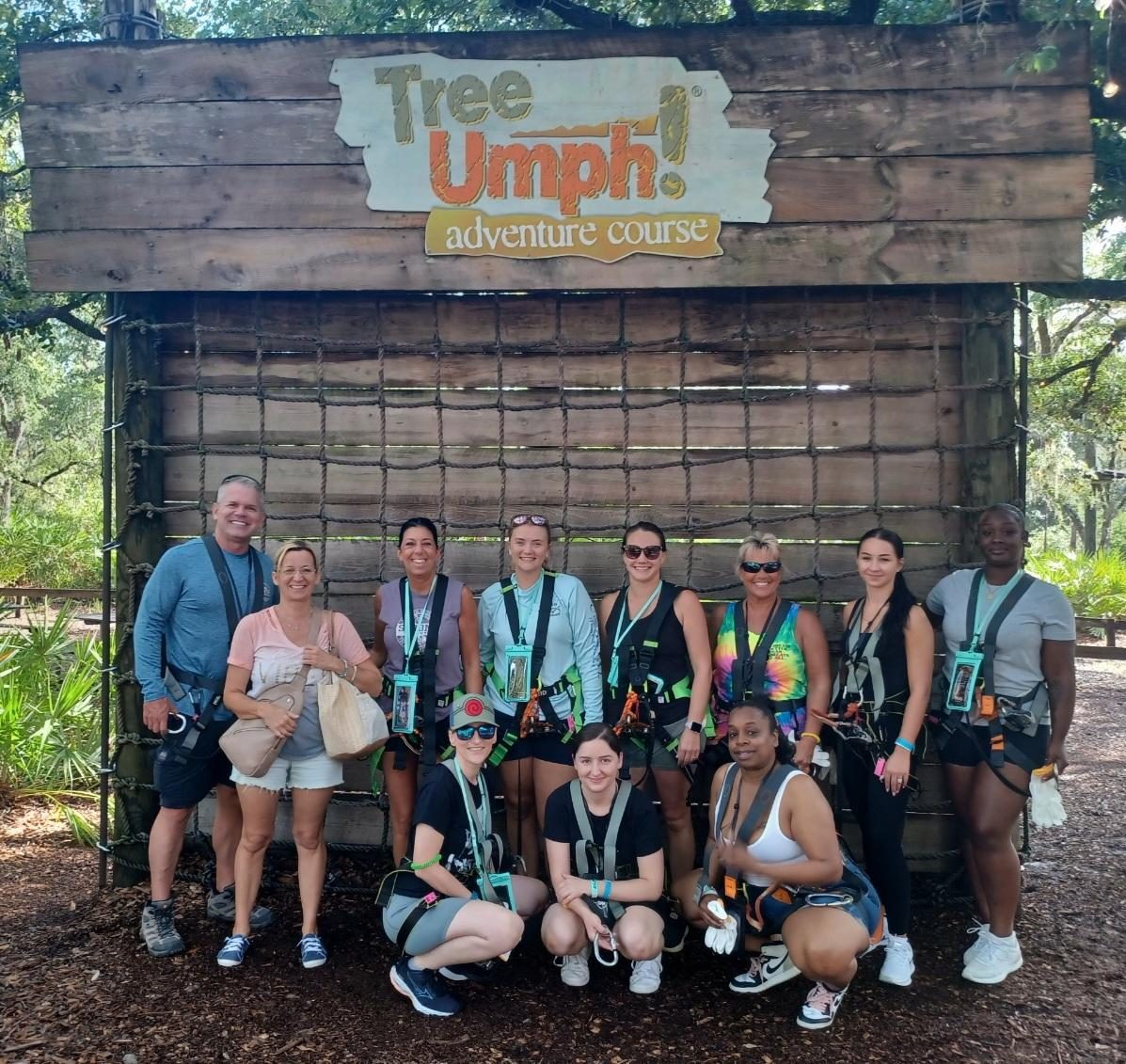 The Cool Kid Dental team together at a local adventure course near North Port